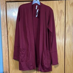Women’s large Magic Fit brand Burgundy Open Front Cardigan NEW